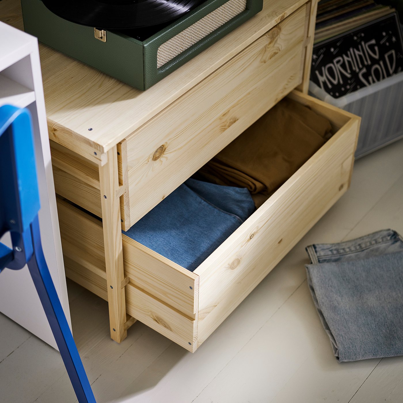 KRONÖREN chest of 2 drawers, pine, 76x48x55 cm