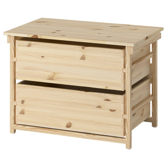 KRONÖREN chest of 2 drawers, pine, 76x48x55 cm