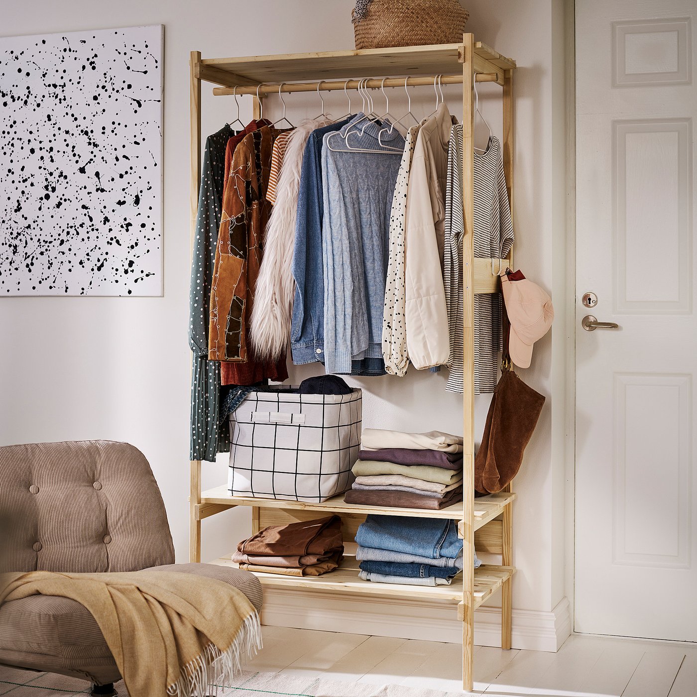 KRONÖREN open wardrobe, pine, 90x49x181 cm