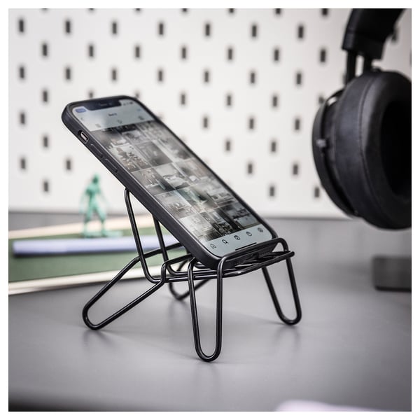 KRUBBET holder for mobile phone, black, 10x10x12 cm