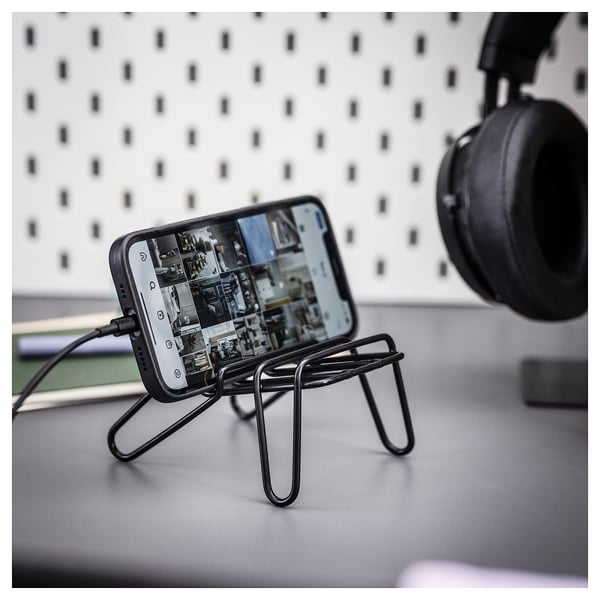 KRUBBET holder for mobile phone, black, 10x10x12 cm