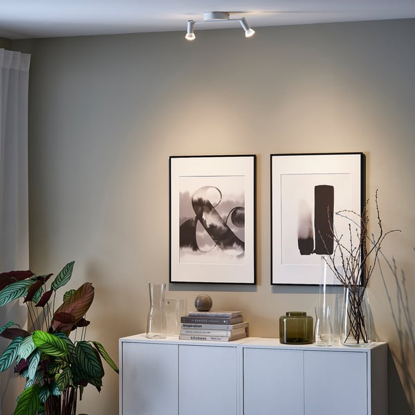 KRUSNATE ceiling spotlight with 2 spots, white, 13 cm