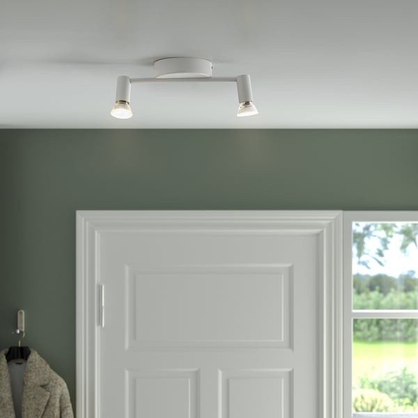 KRUSNATE ceiling spotlight with 2 spots, white, 13 cm