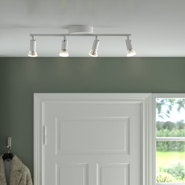 KRUSNATE ceiling spotlight with 4 spots, white, 13 cm
