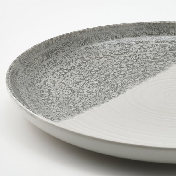 KRUSTISTEL plate, patterned/grey, 25 cm