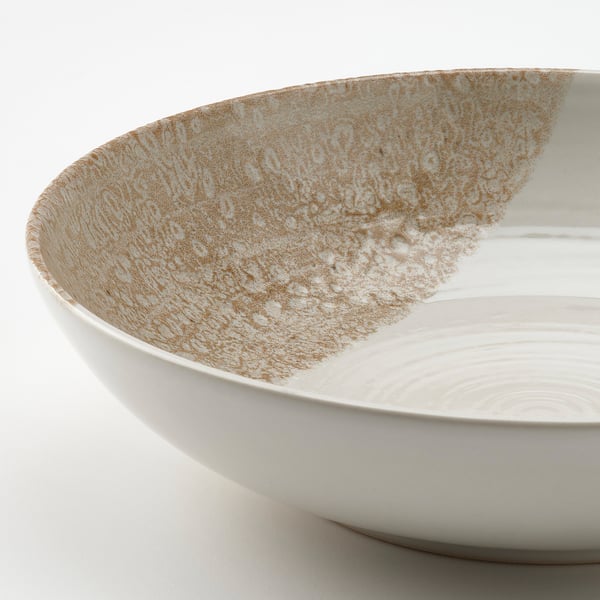 KRUSTISTEL deep plate, patterned/light beige, 19 cm