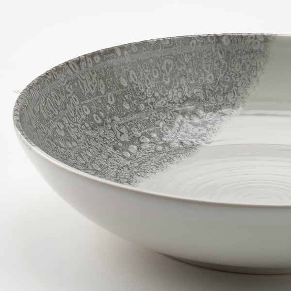 KRUSTISTEL - KRUSTISTEL Deep plate, patterned/grey, 19 cm