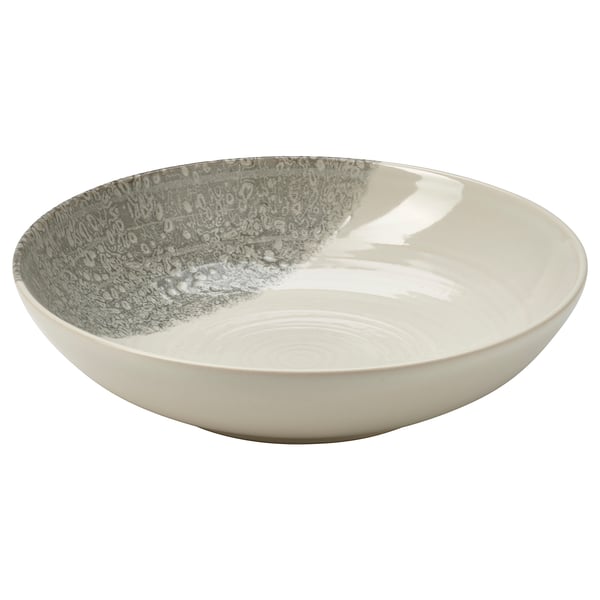 KRUSTISTEL - KRUSTISTEL Deep plate, patterned/grey, 19 cm