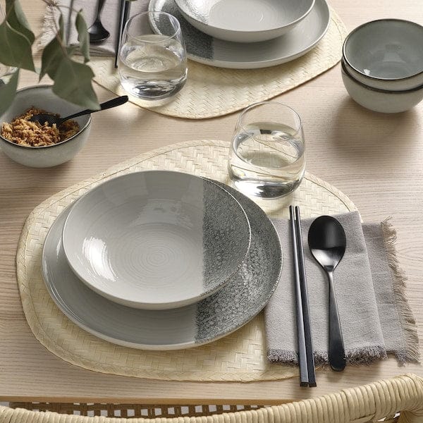 Ikea KRUSTISTEL - Deep plate, patterned/grey, 19 cm