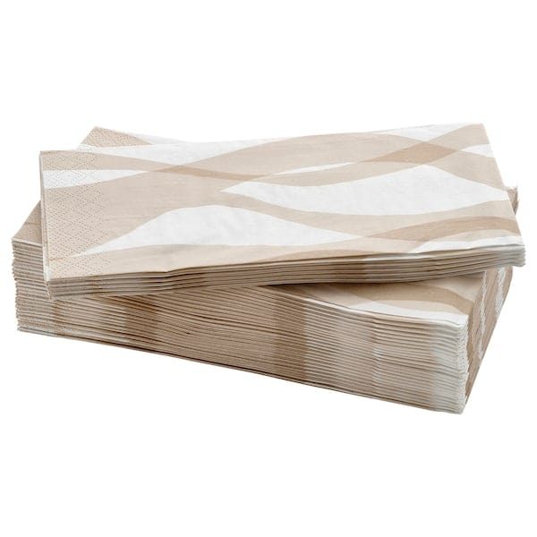 Ikea KRUSTISTEL - Paper napkin, patterned/white light beige, 38x38 cm