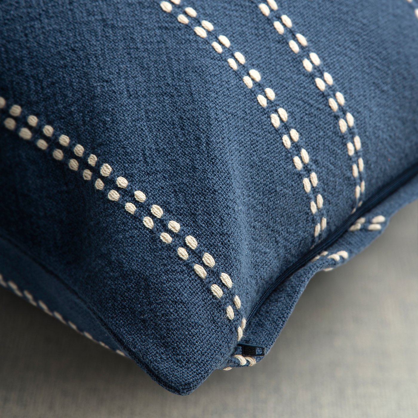 KRUTBRÄNNARE cushion cover, blue off-white/stripe, 50x50 cm