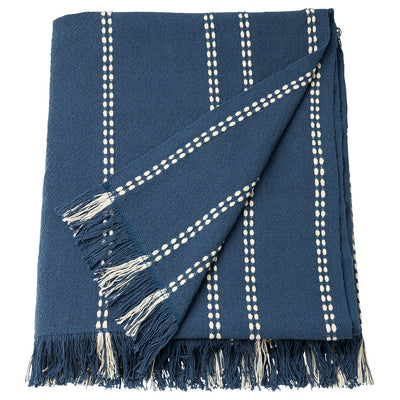 KRUTBRÄNNARE throw, blue off-white/stripe, 170x130 cm