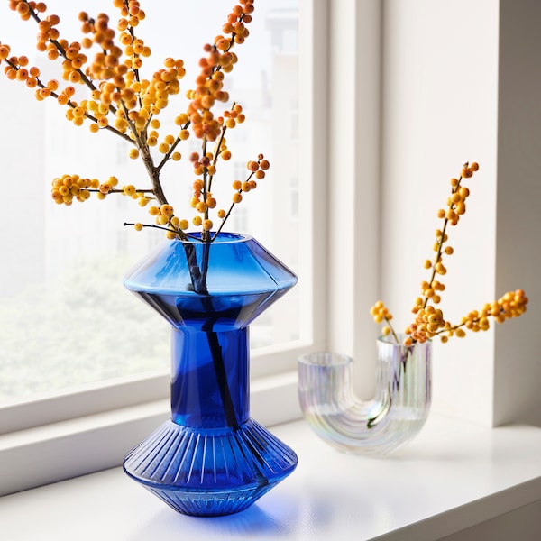 KRYPOXBÄR - Vase, blue, 24 cm