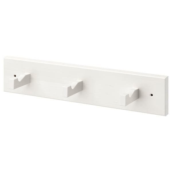 KUBBIS rack with 3 hooks, white, 45x9x10 cm