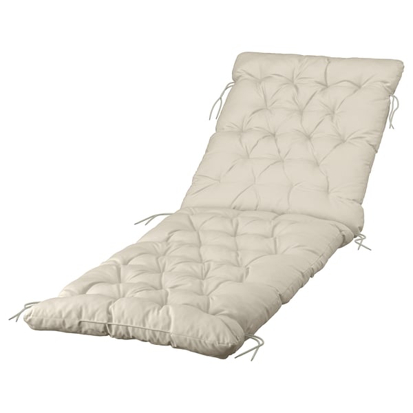 KUDDARNA sun lounger cushion, outdoor, light grey-beige, 190x60 cm