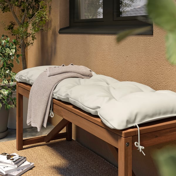 KUDDARNA - Garden bench cushion, light gray-beige,120x40 cm