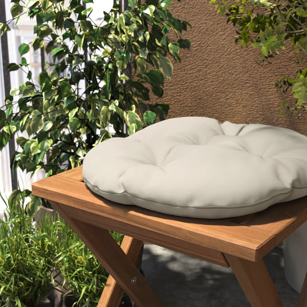 KUDDARNA - Outdoor chair cushion, light gray-beige,35 cm
