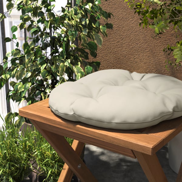 KUDDARNA - Outdoor chair cushion, light gray-beige,35 cm