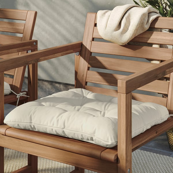 KUDDARNA - Outdoor chair cushion, light gray-beige,50x50 cm