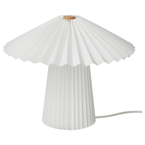 KUDDLAVA - Table lamp, pleated white,28 cm