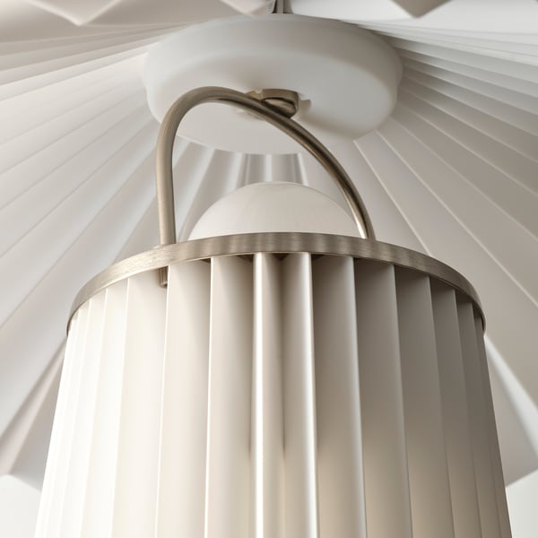 KUDDLAVA table lamp, pleated white, 28 cm