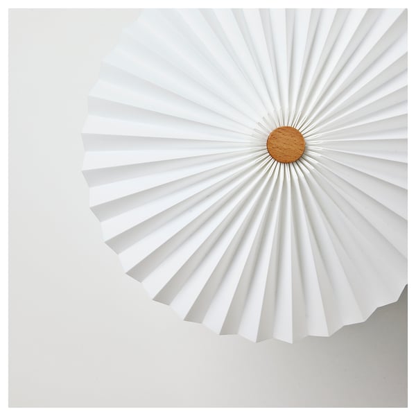 KUDDLAVA table lamp, pleated white, 28 cm