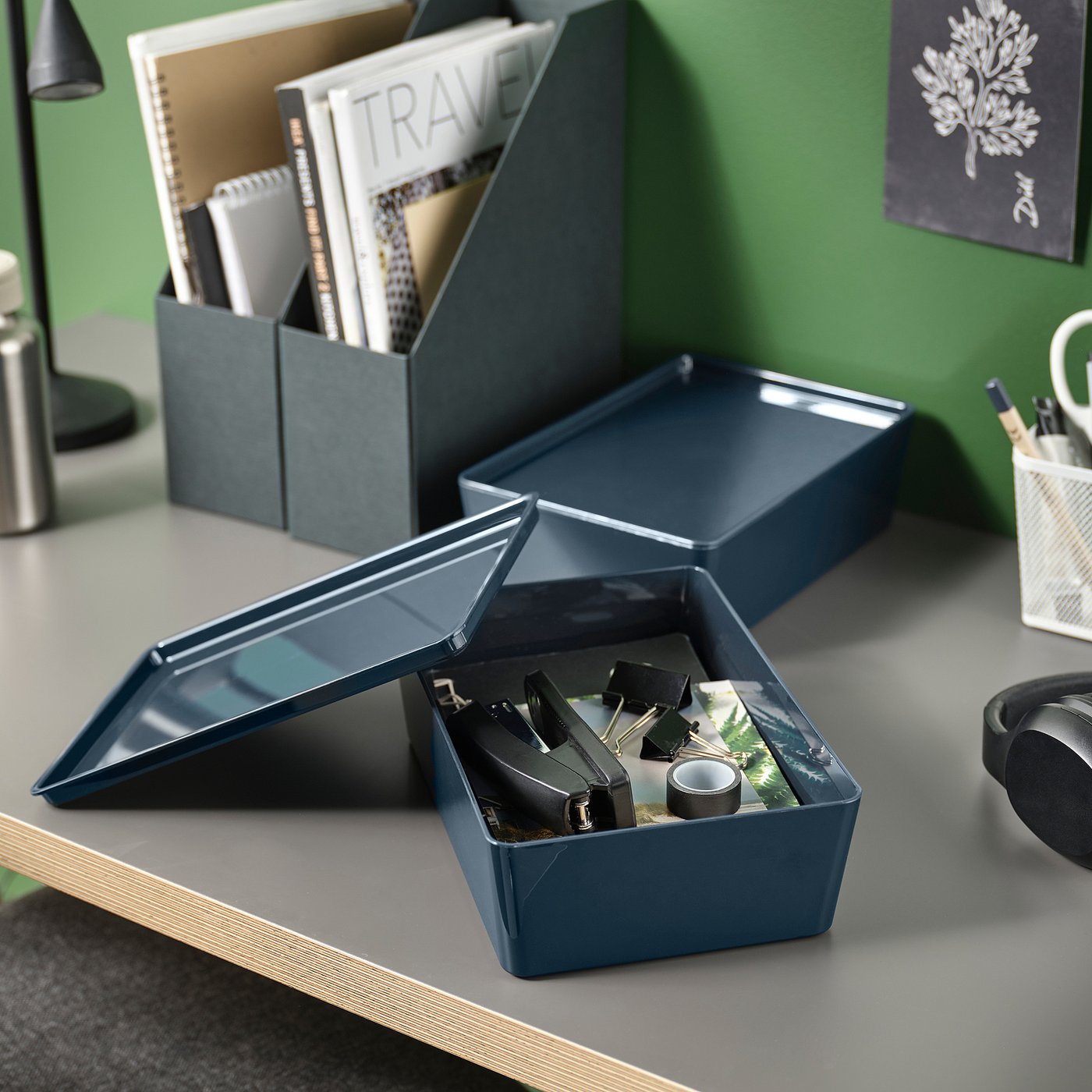 KUGGIS box, black-blue, 18x8x26 cm