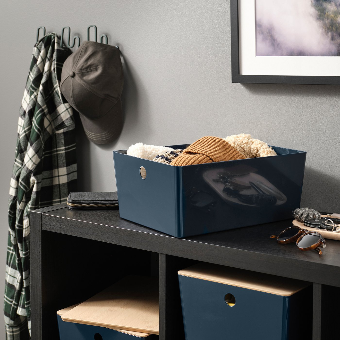 KUGGIS box, black-blue, 26x35x15 cm
