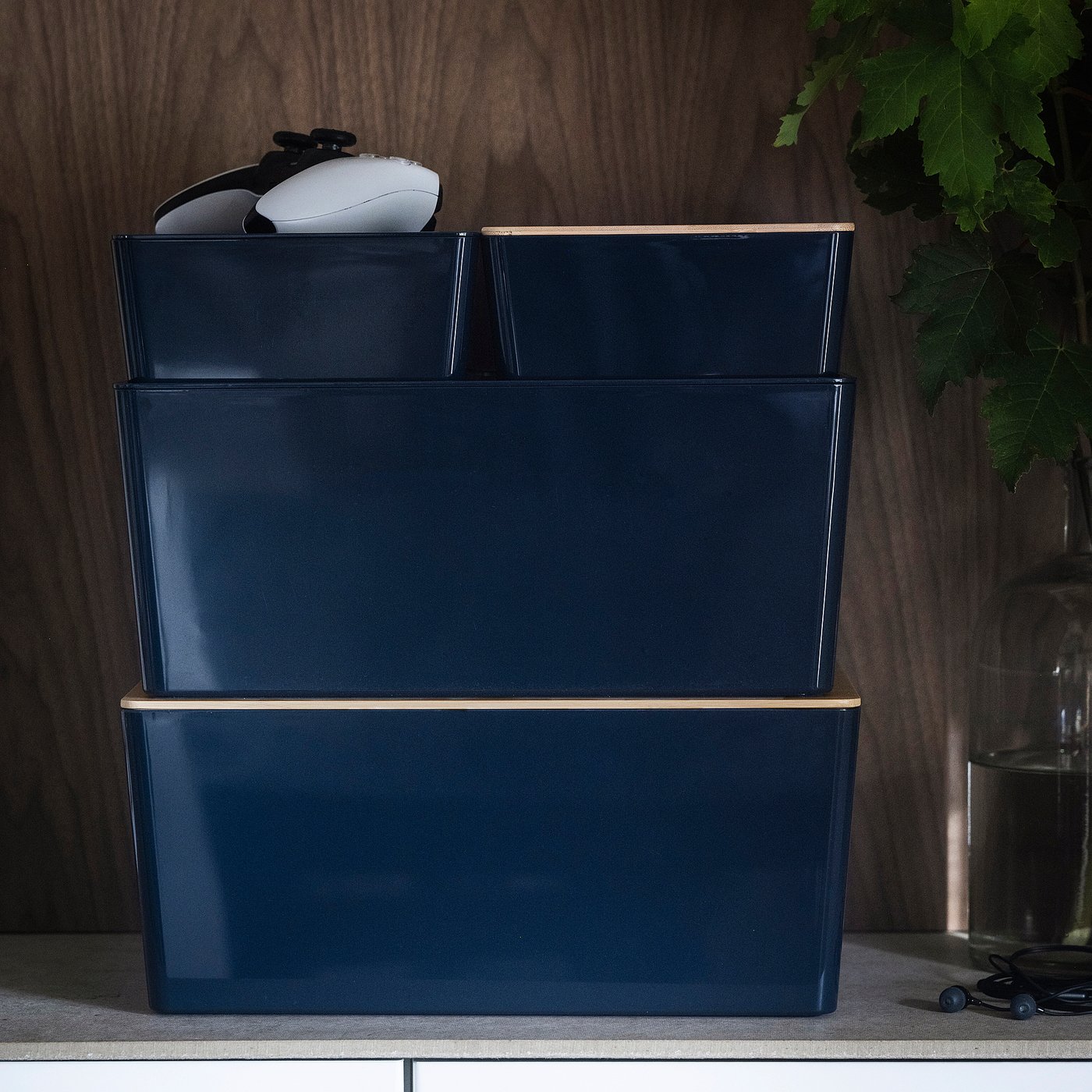 KUGGIS box, black-blue, 26x35x15 cm