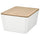 KUGGIS - Box with lid, white/bamboo, 13x18x8 cm