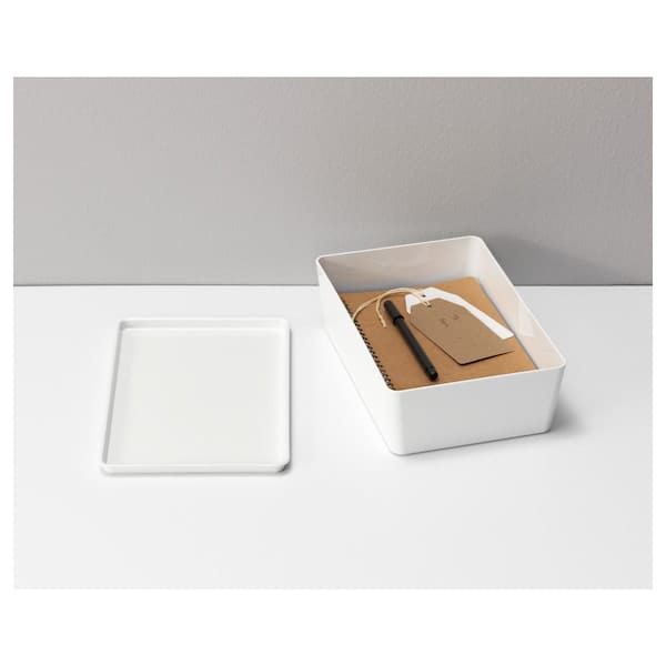 Ikea KUGGIS - Box with lid, white, 18x26x8 cm