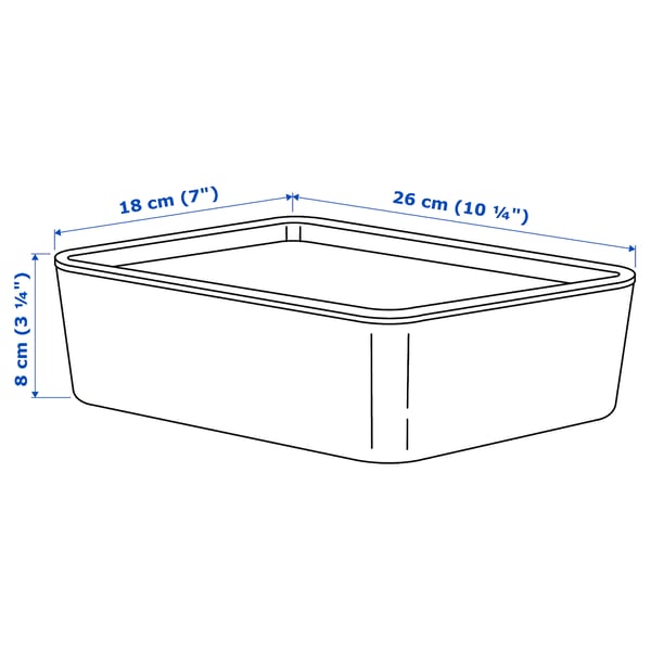 KUGGIS box with lid, white, 18x26x8 cm