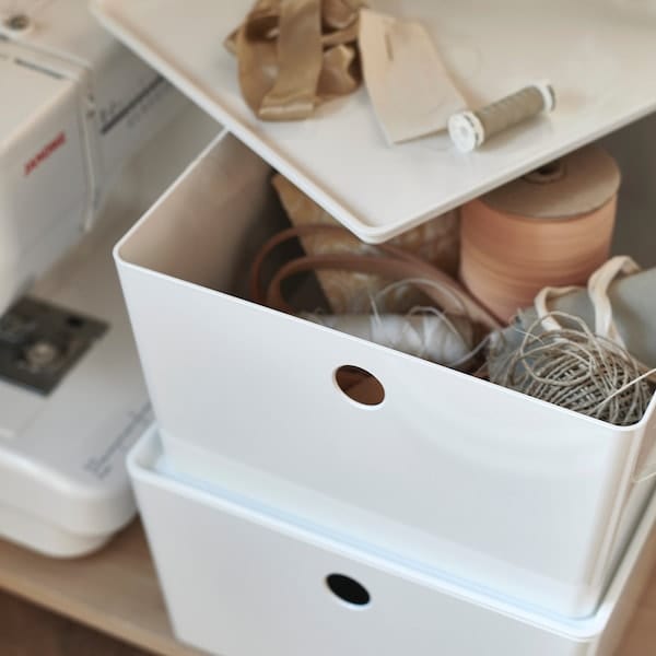 Ikea KUGGIS - Box with lid, white, 26x35x15 cm