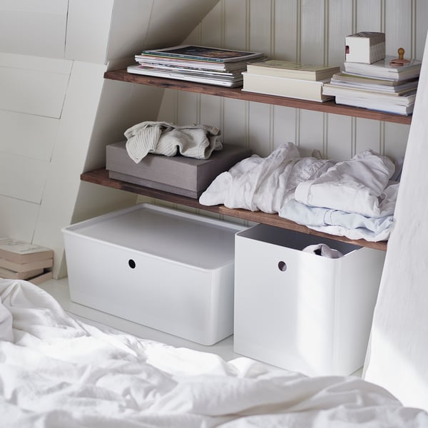 KUGGIS - KUGGIS Box with lid, white, 37x54x21 cm