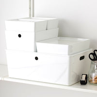 KUGGIS - Container with lid, white,37x54x21 cm