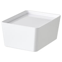 KUGGIS box with lid, white, 13x18x8 cm