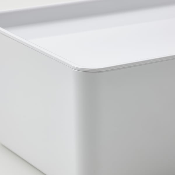 KUGGIS box with lid, white, 13x18x8 cm