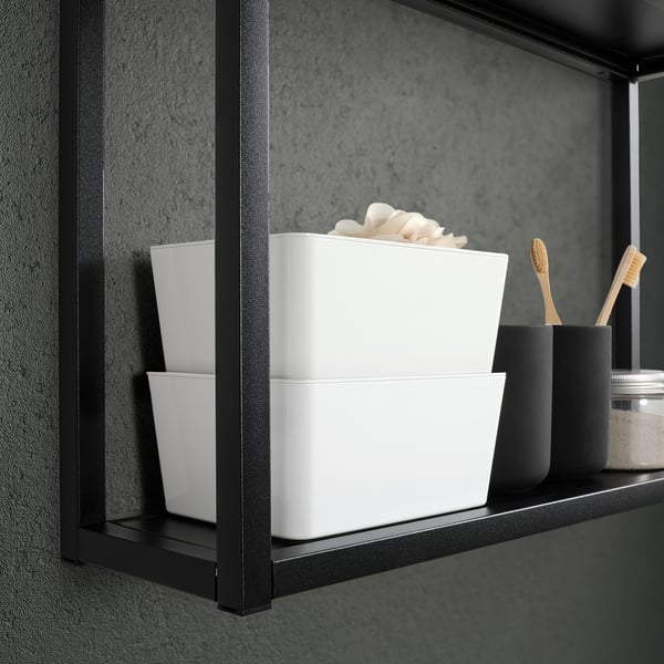 KUGGIS box with lid, white, 13x18x8 cm