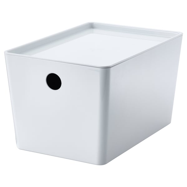 KUGGIS box with lid, white, 18x26x15 cm