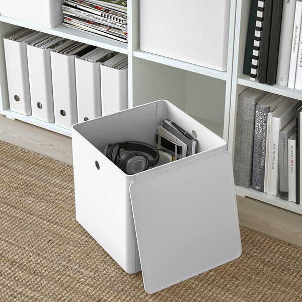 KUGGIS storage box with lid, white, 32x32x32 cm