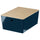 KUGGIS box with lid, black-blue/bamboo, 26x15x35 cm