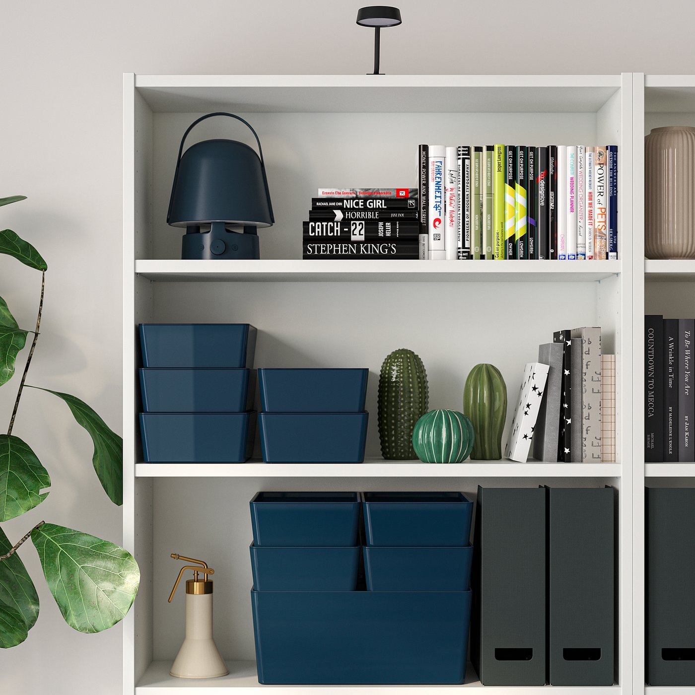 KUGGIS box with lid, black-blue, 18x8x26 cm