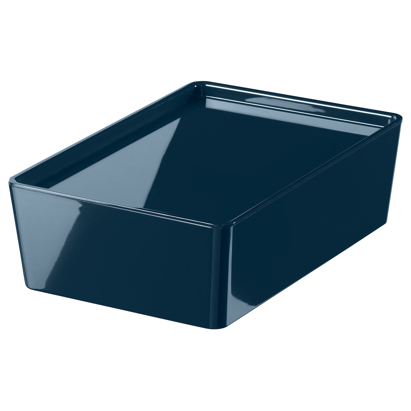 KUGGIS box with lid, black-blue, 18x8x26 cm