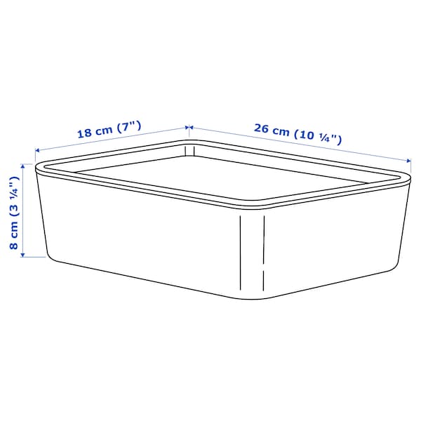 Ikea KUGGIS - Container with lid, dark grey-beige,18x26x8 cm