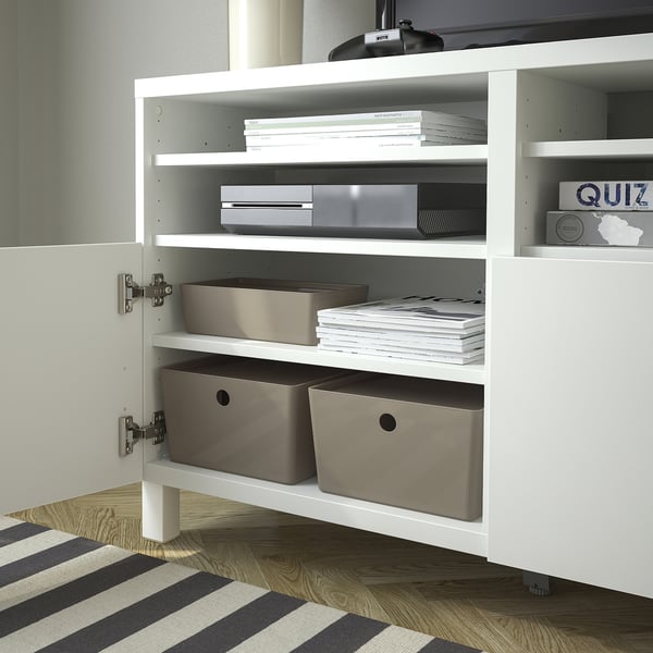 KUGGIS - KUGGIS Box with lid, dark grey-beige, 26x35x15 cm