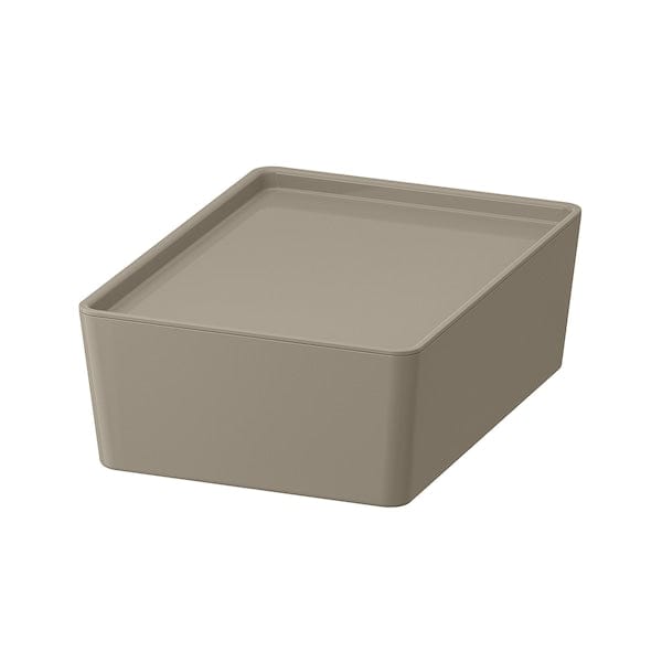 Ikea KUGGIS - Container with lid, dark grey-beige,18x26x8 cm