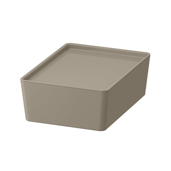 KUGGIS - KUGGIS Box with lid, dark grey-beige, 18x26x8 cm