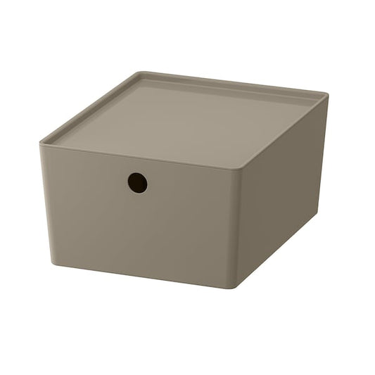 Ikea KUGGIS - Container with lid, dark grey-beige,26x35x15 cm