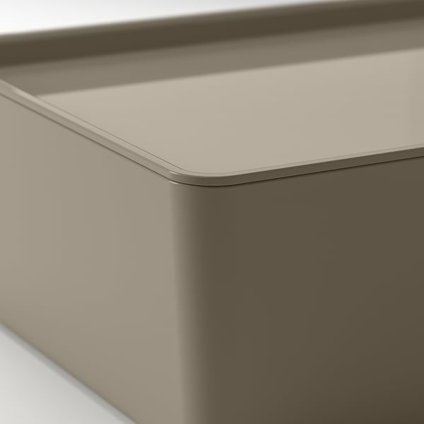 KUGGIS - KUGGIS Box with lid, dark grey-beige, 18x26x8 cm