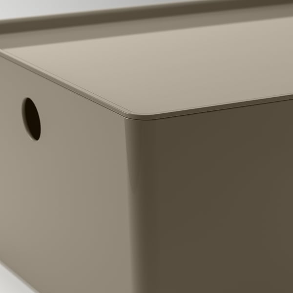 KUGGIS - KUGGIS Box with lid, dark grey-beige, 26x35x15 cm